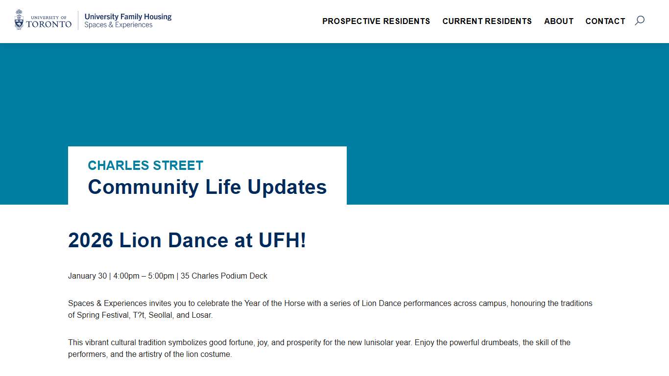 January 16, 2026 | Community Life Updates - University Family Housing at University of Toronto