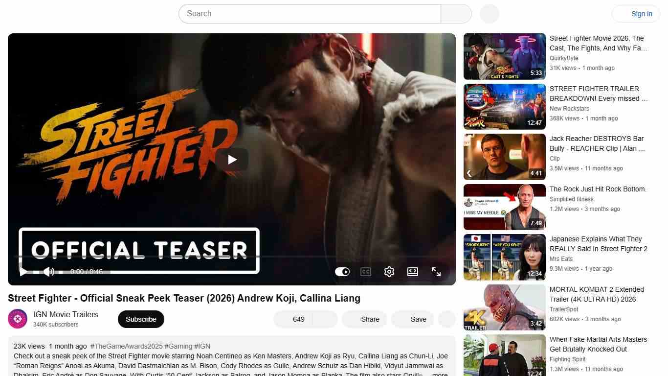 Street Fighter - Official Sneak Peek Teaser (2026) Andrew Koji, Callina Liang - YouTube