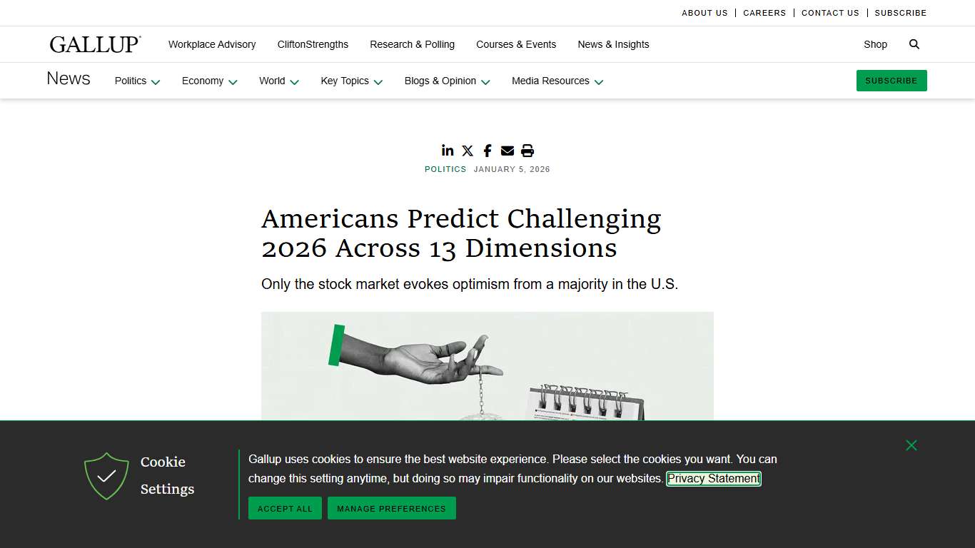Americans Predict Challenging 2026 Across 13 Dimensions