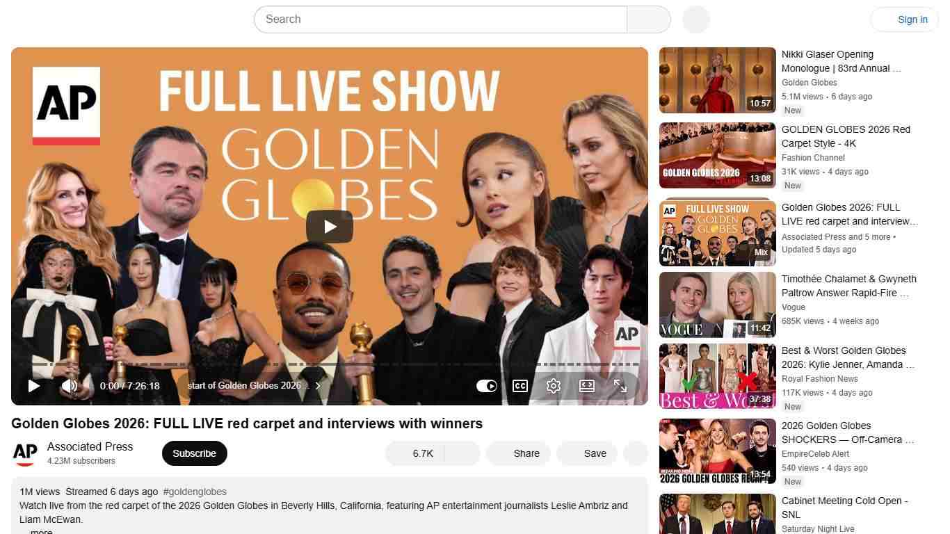 Golden Globes 2026: FULL LIVE red carpet and interviews with winners - YouTube